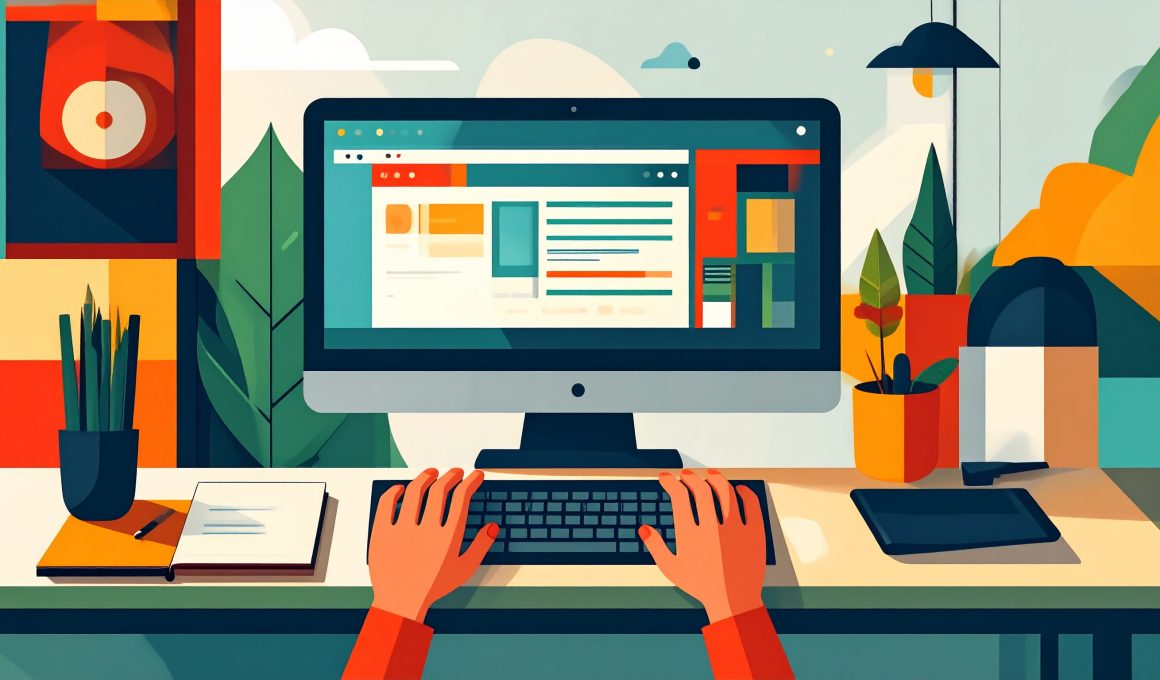 Freelance créatif travaillant sur un logiciel de design graphique sur ordinateur