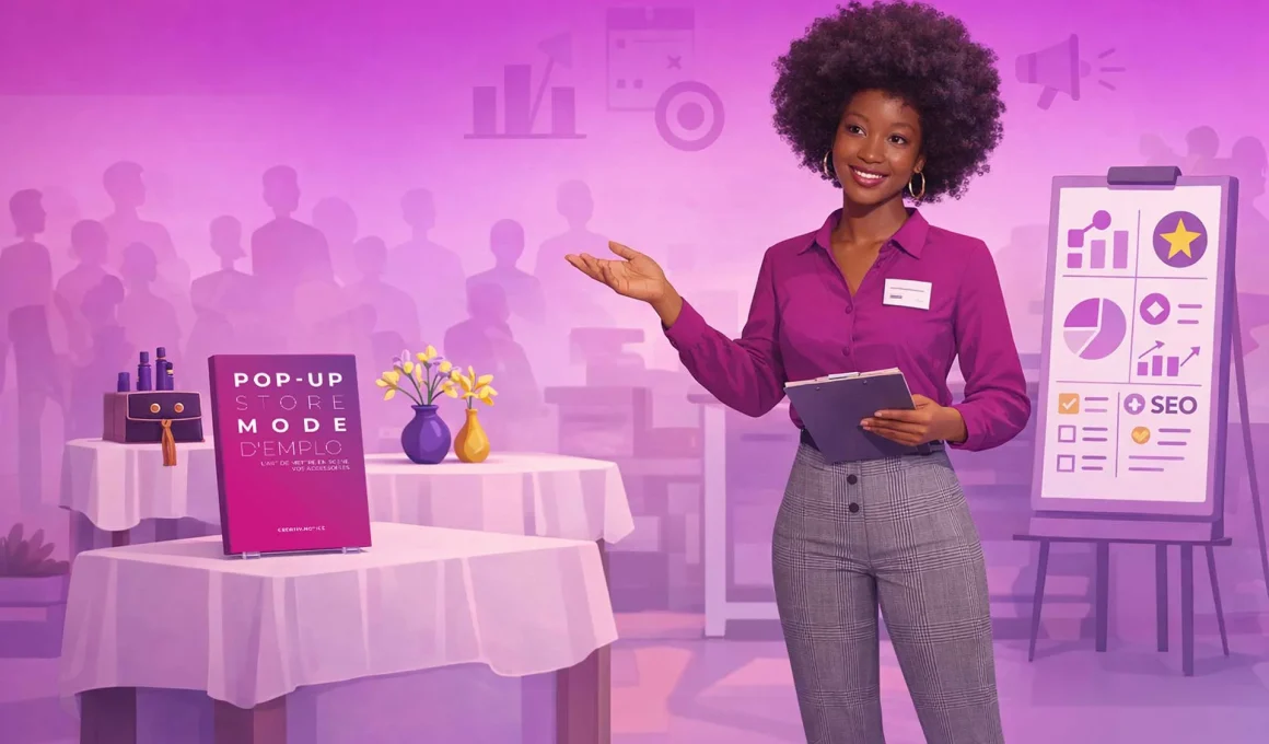 Présentation du guide Pop-Up Store Mode d’Emploi de Creativ Notice lors d’un atelier pour entrepreneurs