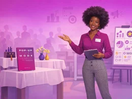 Présentation du guide Pop-Up Store Mode d’Emploi de Creativ Notice lors d’un atelier pour entrepreneurs