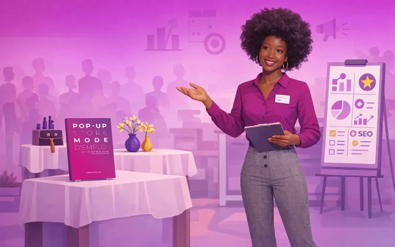 Présentation du guide Pop-Up Store Mode d’Emploi de Creativ Notice lors d’un atelier pour entrepreneurs