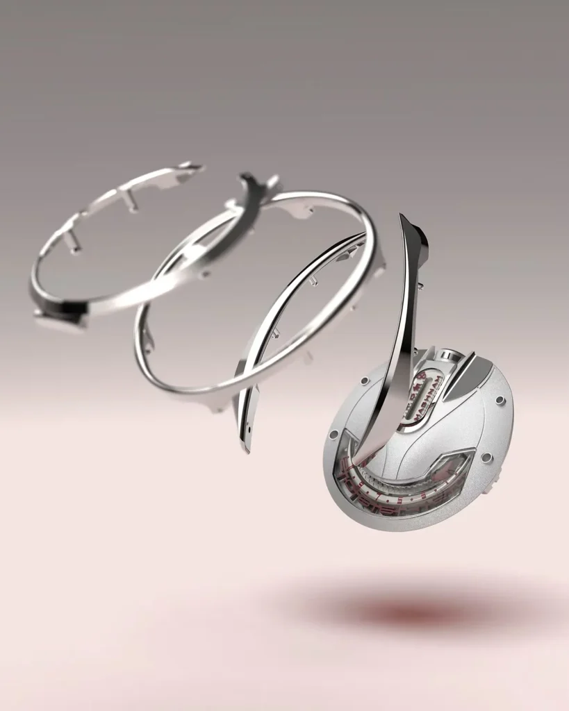 Maghnam Watches Mohareb vue éclatée du boîtier modulaire