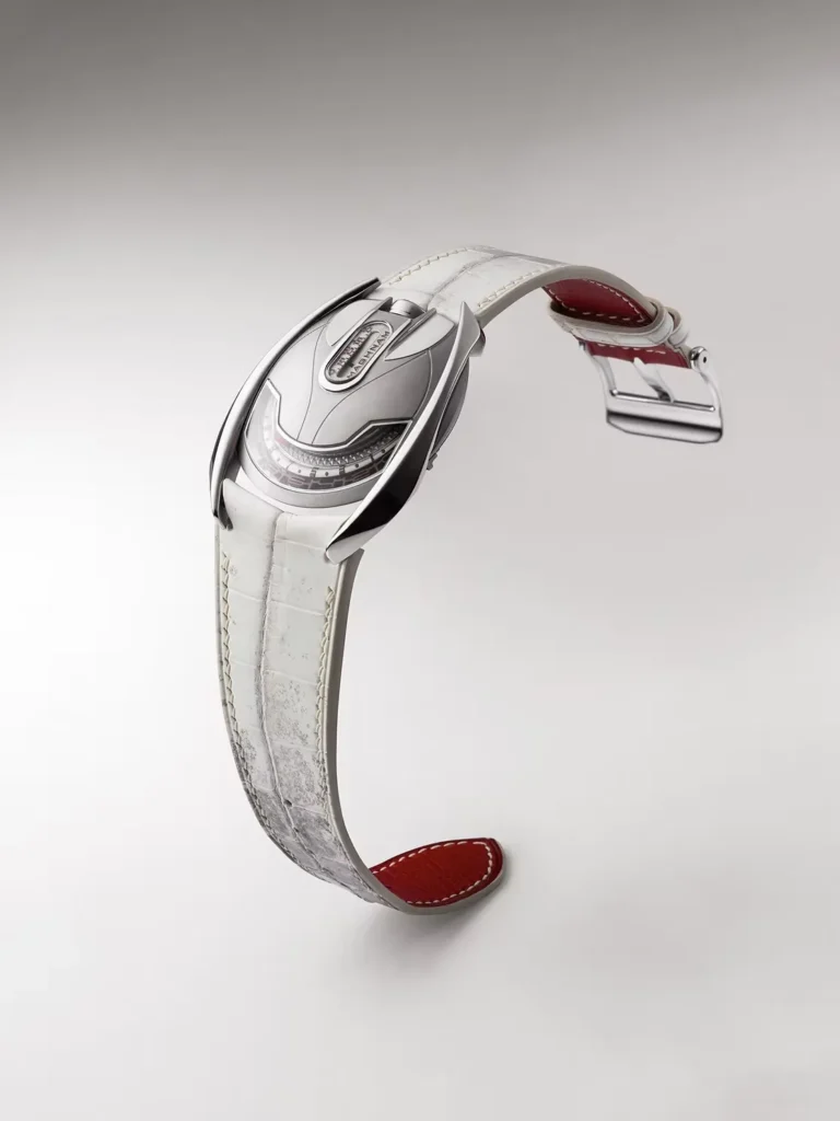 Maghnam Watches Mohareb bracelet blanc vue trois quarts